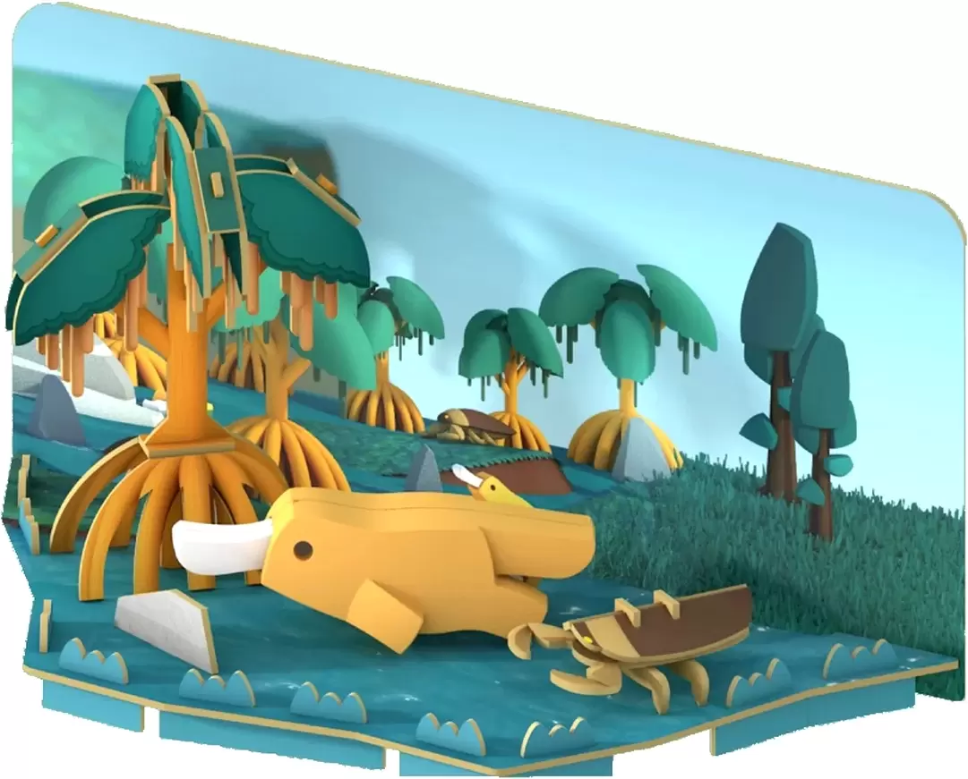 Фигурка HALFTOYS ANIMAL утконос, магнитная, с диорамой, Арт. HA012