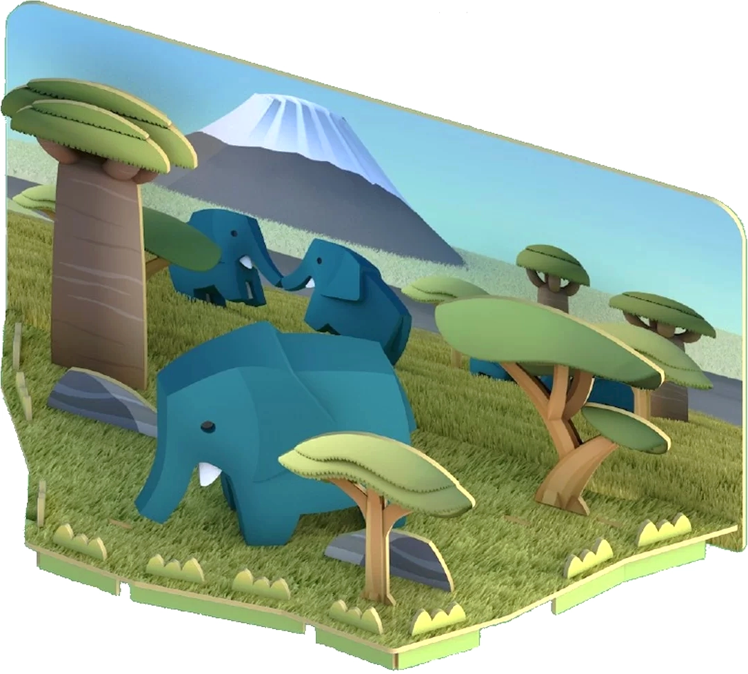 Фигурка HALFTOYS ANIMAL слон, магнитная, с диорамой, Арт. HA004
